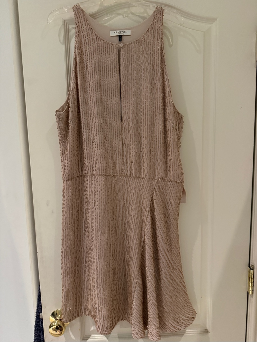 Halston Heritage Sleeveless Blush Beige Midi Dress